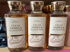 3 BATH & BODY WORKS FRESH VANILLA BLOSSOMS WITH ALOE & PRO VITAMIN B5 10 FL OZ