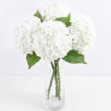 3 Pcs 21" White Faux Hydrangea Flowers for Home Decor and Events
