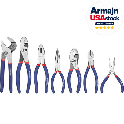 7 Pc Pliers Set Groove Joint Long Nose Slip Joint Linesman Diagonal Tool NEW USA