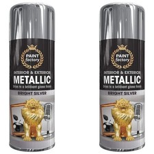 2x Metallic Silver Spray Paint All Purpose 400ml