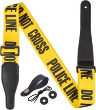 BestSounds Guitar Strap, Yellow Police Line Adjustable Polyester Guitar Strap f