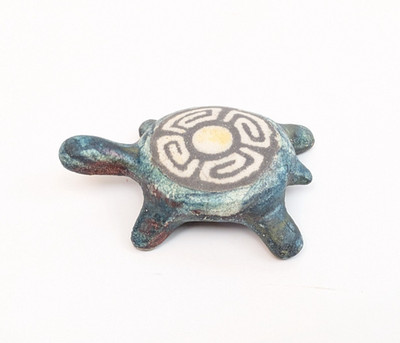 3'' J Diller Raku Art Pottery Turtle Fetish