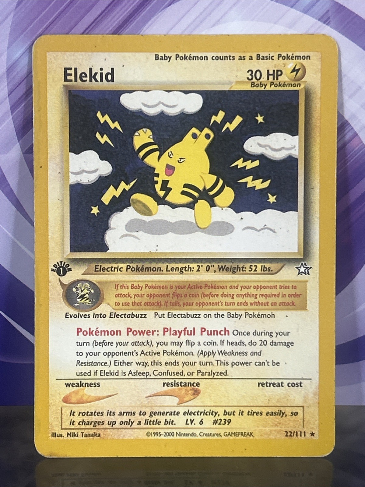 Elekid 22/111 Neo Genesis 1st Edition Pokemon Card Rare Moderately Played MP +
