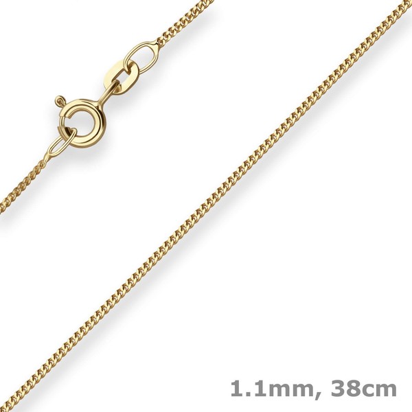 1,1Mm Panzerkette Collier Halskette Aus 333 Gold Gelbgold 38Cm Mit ZwischenöSe-image