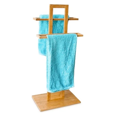 Porte-serviette à poser léger pratique porte-serviettes en bambou stable - Photo 1/4