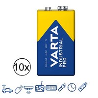 10 X Varta 4022 Pro Industrial 9V Blocco E Blocco Alcalino 6LR61 Perdere