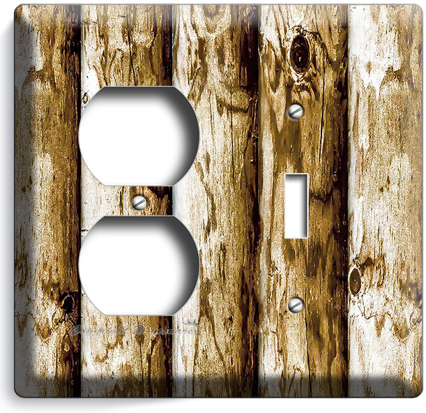 RUSTIC WOOD LOGS LIGHT SWITCH OUTLET WALL PLATE HUNTING CABIN BARN ...
