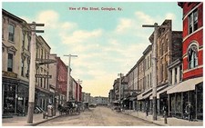 Covington Kentucky Pike Street, Horse Carriages, Shops Postcard COPY #83383