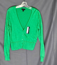 NWT - Worthington - Green V Neck Ribbed Lightweight Cardigan - Size Large