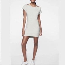 Athleta Dress Womens Shala Small Oatmeal Neutral Stretch Cut Out Cold Shoulder