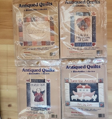 4 Dimensions Antiqued Quilts Stitchables  Kits, Welcome, Two by Two, Guardian An
