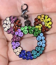 Large Black Mickey Mouse Colorful Charm Zipper Pull  Keychain Add On Clip 