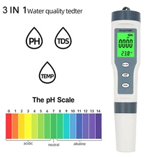 3 In 1 Digital PH TDS TEMP Waterproof Water Quality Meter Tester Test Pen Tools