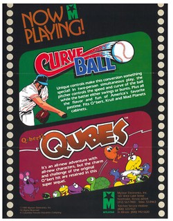 Curve Ball & Q*bert's Qubes Mylstar Video Arcade Flyer / Brochure / Ad /