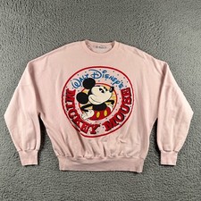 Vintage Mickey Mouse Disney Sweatshirt Crewneck OS Pink Made In Usa Cartoon 80s