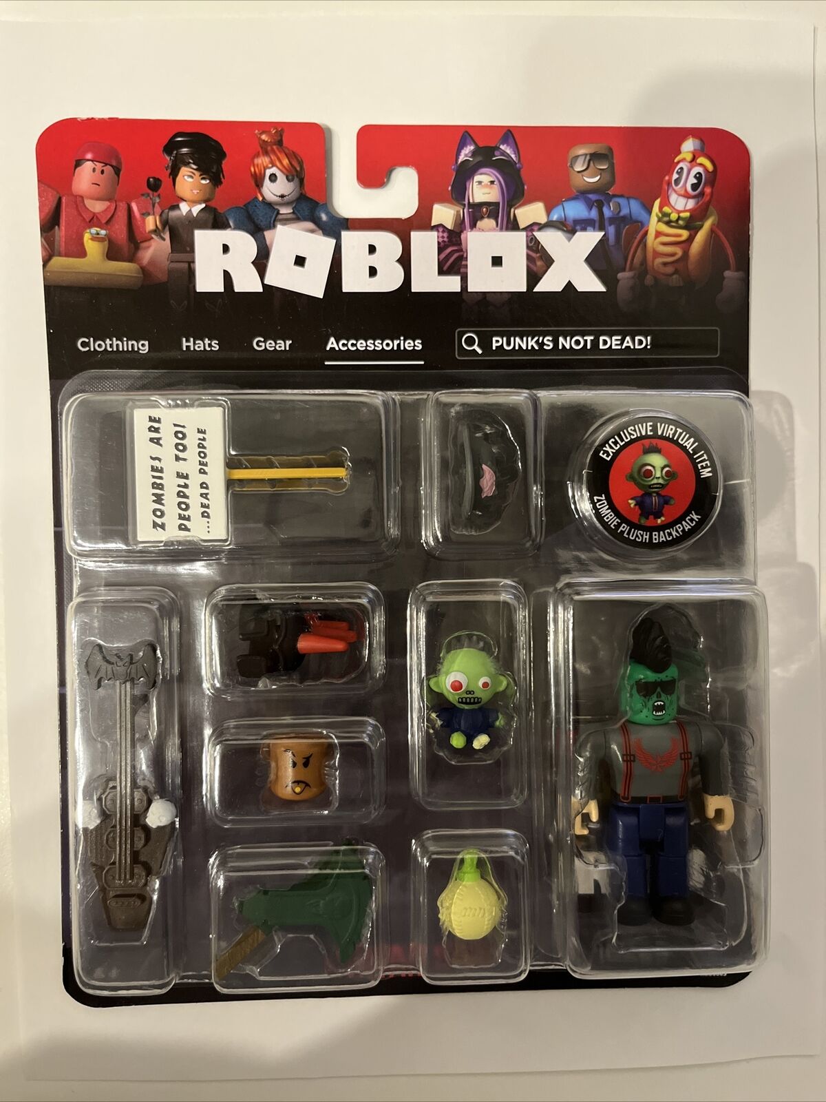 Roblox Avatar Shop Punk's Not Dead! Action Figure w/Zombie Plush Backpack  Code