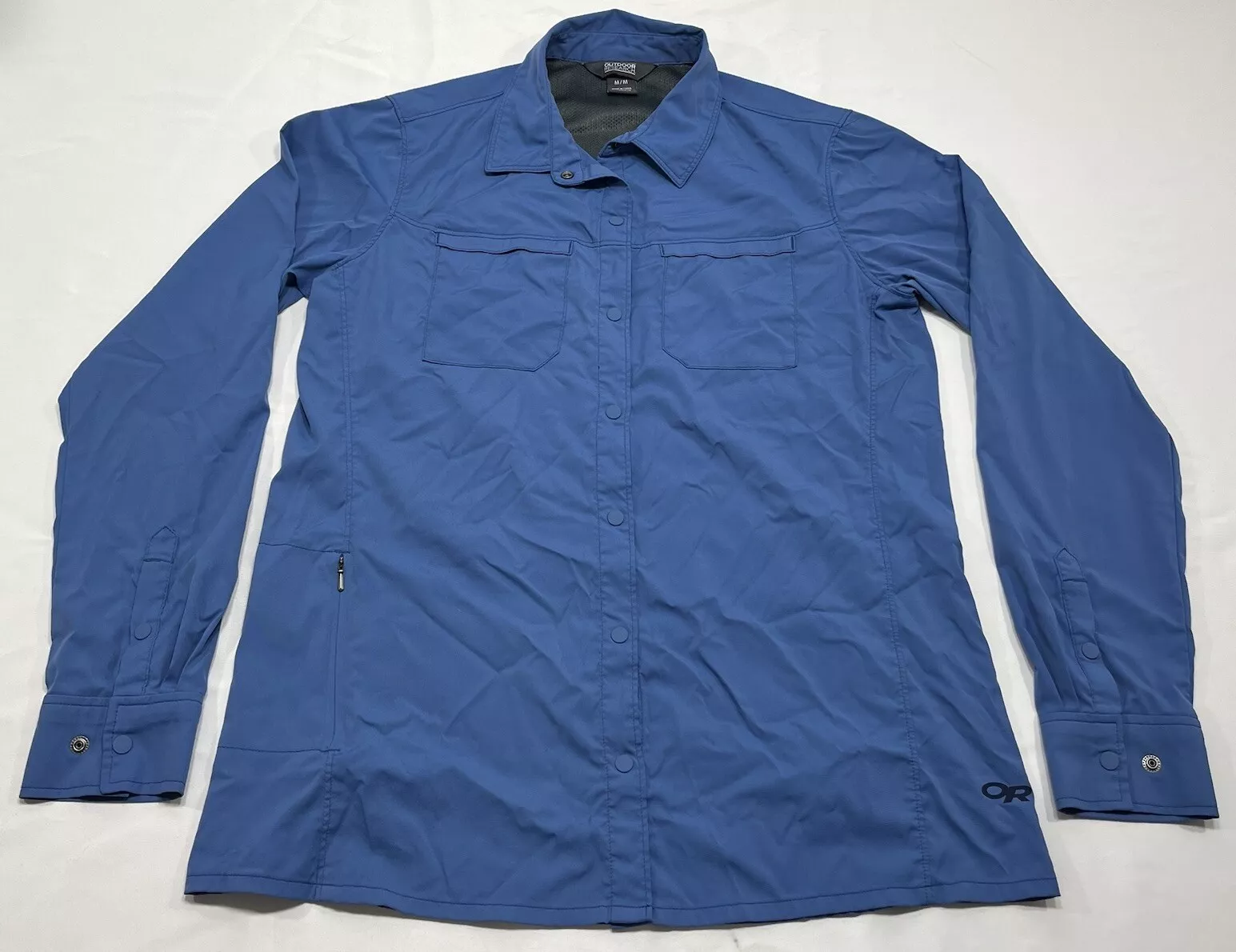 outdoor-research long sleeve snap up hiking tech stains shirt