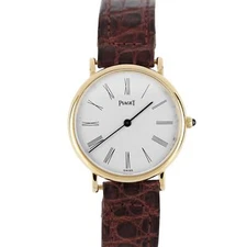 VINTAGE Piaget Classic Ultra-Thin Dress 18k Gold White Roman 27mm 9015 Watch
