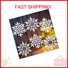6pcs Large White Snowflakes Ornaments 12  Big Plastic Glitter Snowflake for Wint