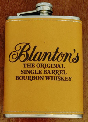 Blanton's Bourbon Whiskey Leather Flask KY Bourbon Trail Stainless Steel