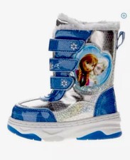 NEW Disney Frozen Elsa Anna Toddler Girl Fur Lined Winter Boots blue silver 7