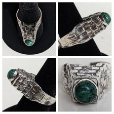 Sterling Silver Eilat Stone Tower Ring 8.2g Sz 8 Adj. Israeli Hallmarked