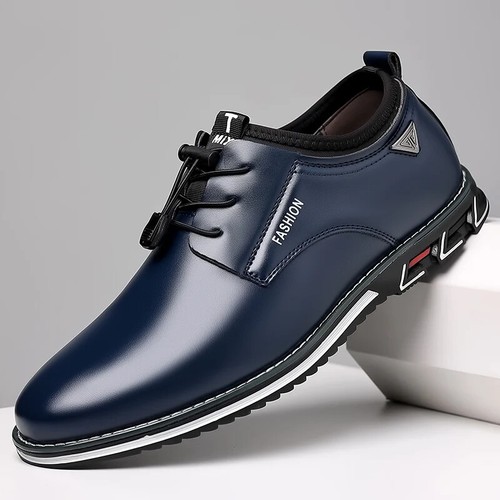 Men Business Casual Shoes Lace Up Leather Oxfords Waterproof Flat Dress Shoes - Picture 19 of 25