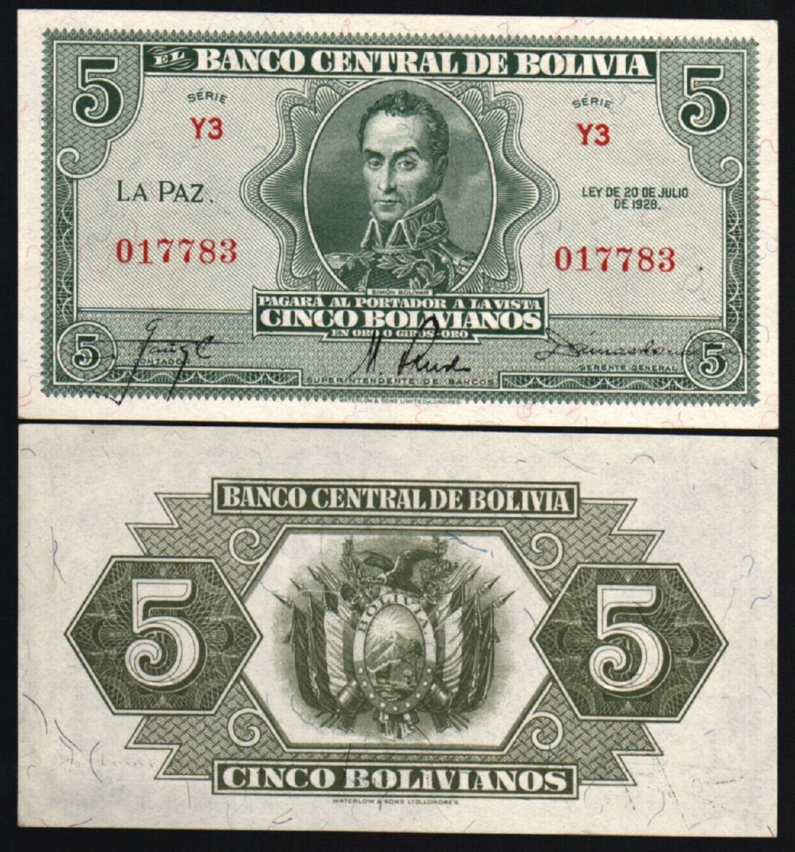 ボリビア 　50Bolivianos 50ボリビアーノ 1928年 ボリビア 50Bolivianos 50ボリビアーノ 1928年