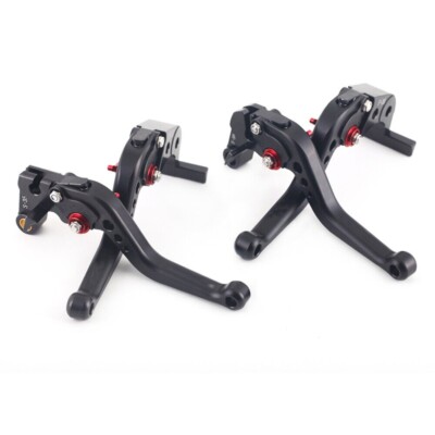 Short Adjustable Brake & Clutch Levers For Suzuki GSX-R Motorcycles - Blue Anodized Aluminum