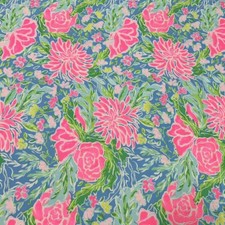 Lilly Pulitzer Cotton Poplin Fabric Zanzibar Blue Blue Bunny Business 36" x 57"