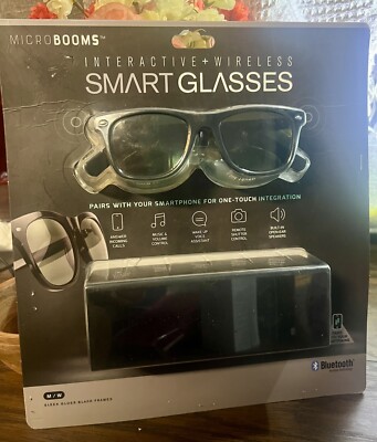 Microbooms interactive Wireless Smart Glasses Black Frames NEW IN BOX sunglasses