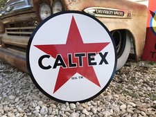 Antique Vintage Old Style Caltex Chevron Gas Oil Sign