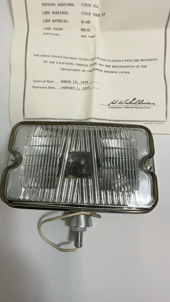 Vintage 1970's Cibie 35 A Iodine-Quartz Light Rectangular Fog