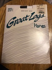 Great Legs Pantyhose BARELY BLACK by Hanes Sz EF Sandalfoot