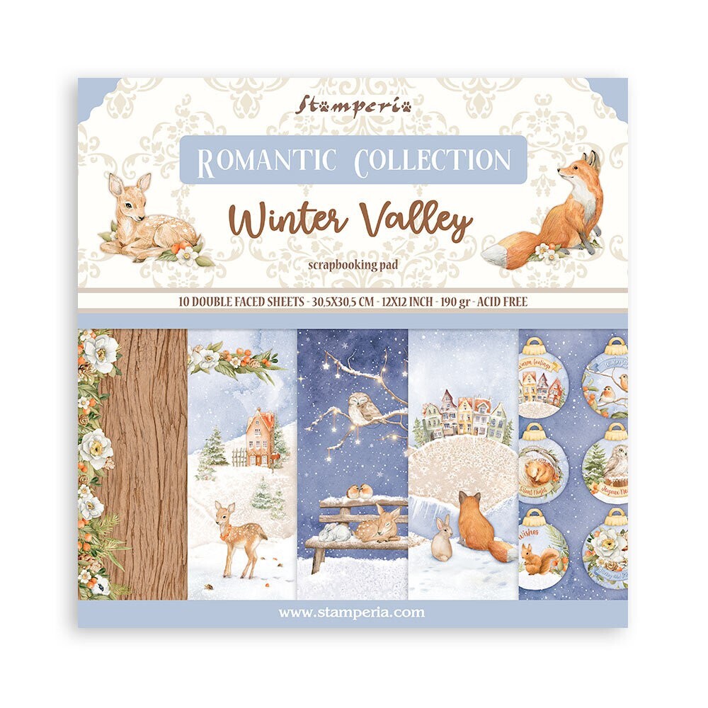 NEW Stamperia 12"" x 12"" Paper Pack Winter Valley