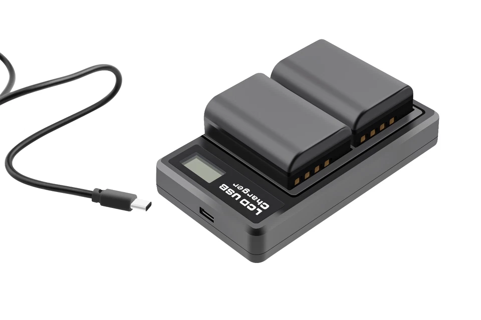 Paquete de 2 baterías BLX-1 y cargador doble LCD para cámara Olympus OM-1 OM1 BLX-1 BLX1 Foto 3 de 4