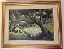 Giovanni Daga Dipinto Tela Quadro Pastore Sardo Paesaggio Sassari Sardegna 900
