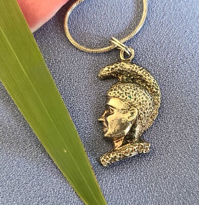 Vintage- Signed - Sterling Silver - Red Indian/ Egyptian Pendant Necklace 