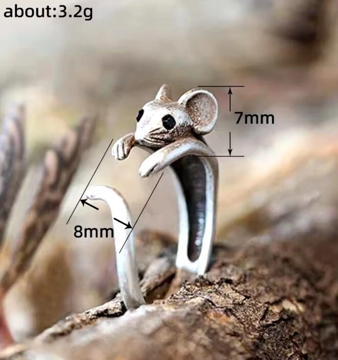 Anillo Ratón Plata Ajustable a Cualquier Talla Reino Unido 🇬🇧 Stock Entrega Rápida Antiguo Foto 3 de 4