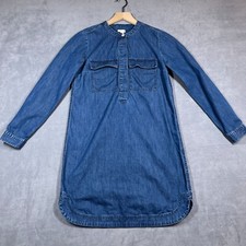 J.Crew Factory Women's Shirt Dress XS Blue Long Sleeve Cotton Lightweight