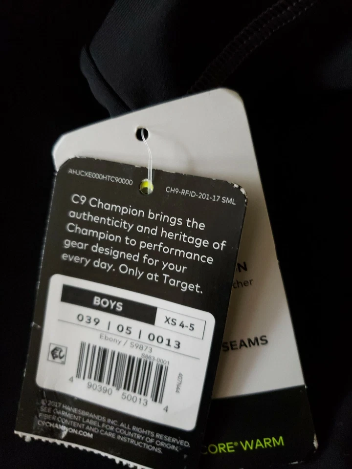 C9 Champion® Niño Talla XS (4-5) Manga Larga ~ Negro Simulación ~ Duo Dry ~ Power Core Foto 4 de 4