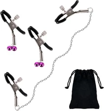 Nipple Clamps-Adjustable Nipple Clamps Non-Piercing Adjustable Metal Nipple Toys