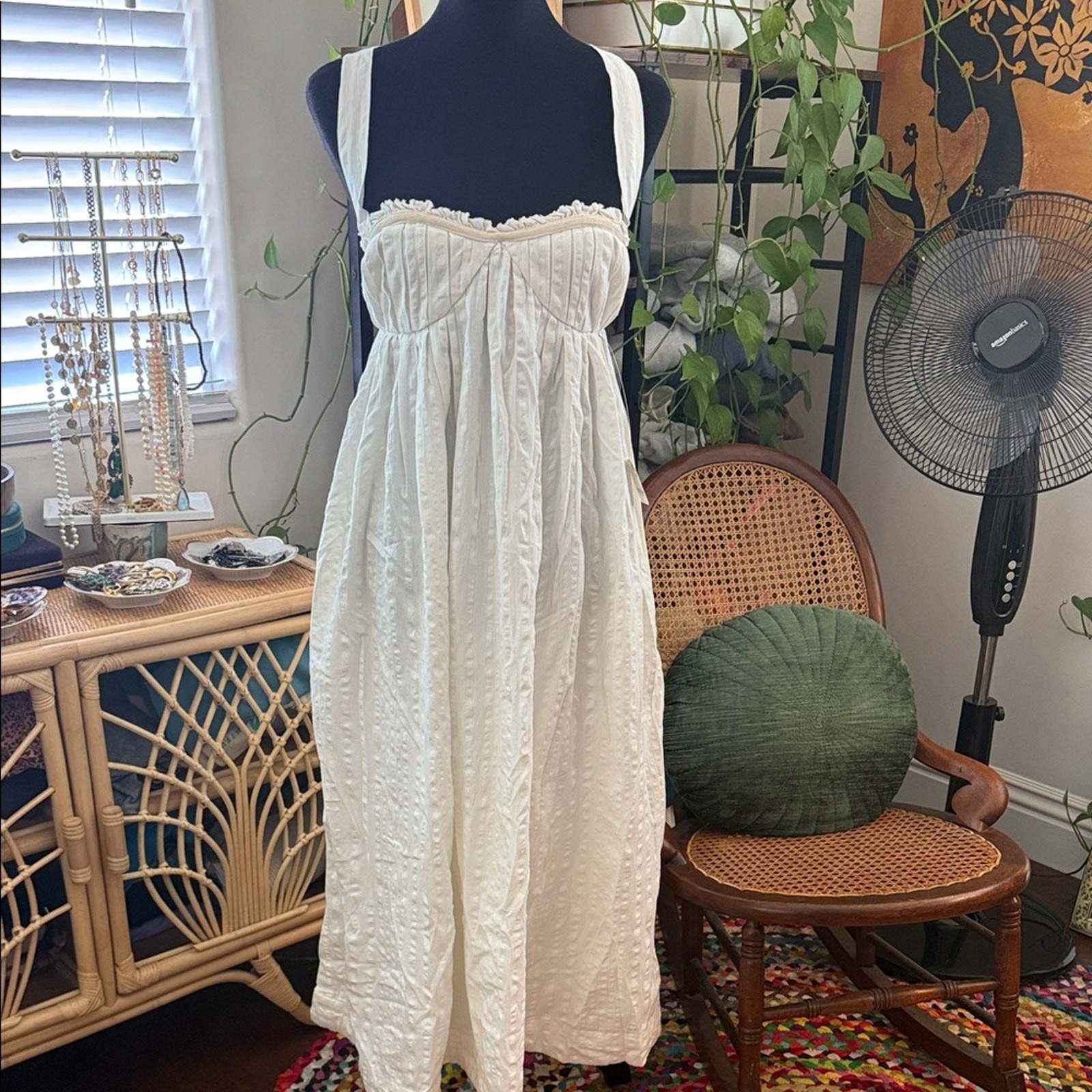 Nuevo con etiquetas Vestido midi Free People Free-est Coconut Milk Poppy espalda abierta