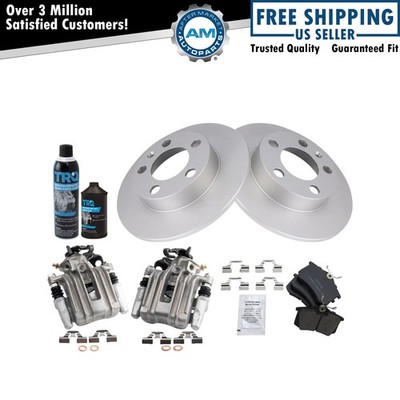 Rear Brake Calipers Ceramic Pads & Rotors Fits 98-10 Beetle 99-06 Golf 02-06 TT