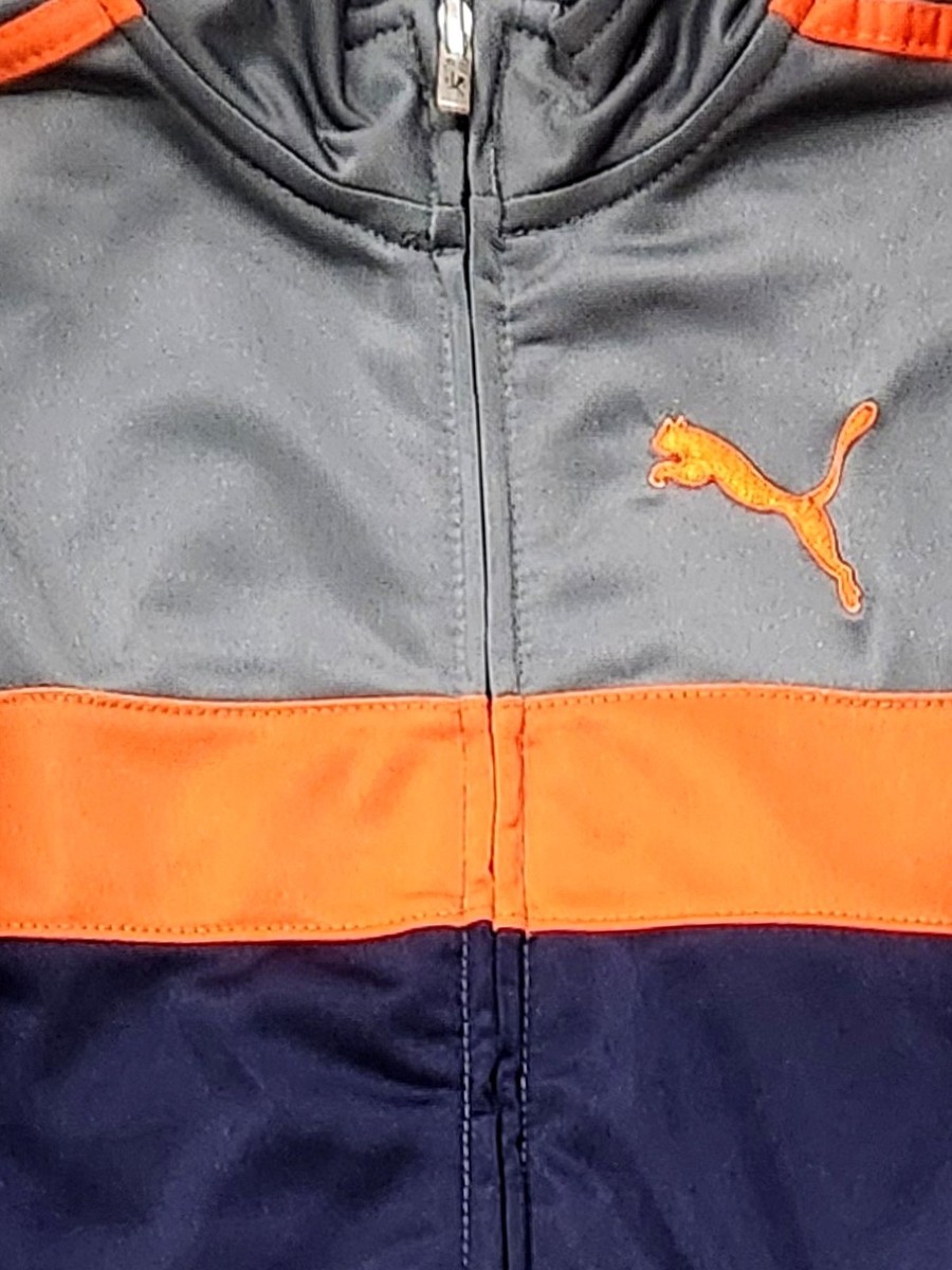 Puma Boys Gray, Navy & Orange Full Zip Jacket & Pants Outfit