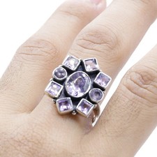 Amethyst Ring Amethyst Sterling Silver Ring Amethyst Vintage Ring Size 8.5