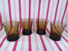 Mid Century 1970's Anchor Hocking Linden Mocha 12oz Double Old Fashion Glassware