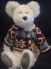 White Plush Teddy Bear Stuffed Animal Knit Sweater Black Eyes Hang Tag