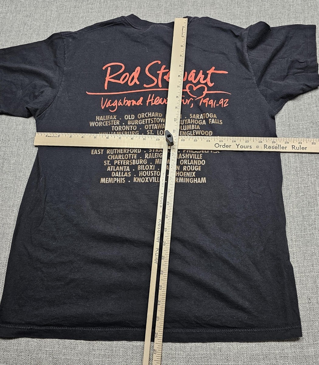 VINTAGE Rod Stewart Shirt Mens Large Black Vagabond Heart Tour 1991-92 Made USA View 5