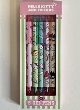 Hello Kitty Friends 5 Gel Pens Set Kuromi Melody Badtz Maru Cinnamaroll Purin